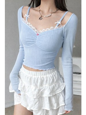 İsra Ayyıldız Moonstar Collection Pinterest Madonna Yaka Dantelli Rose Askı Detaylı Coquette Lolita Tam Boy Bluz