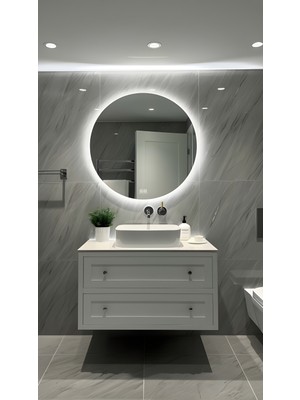 Digital Hayat Buğu Çözücü Dokunmatik Işıklı Yuvarlak Banyo Aynası (60-80CM)