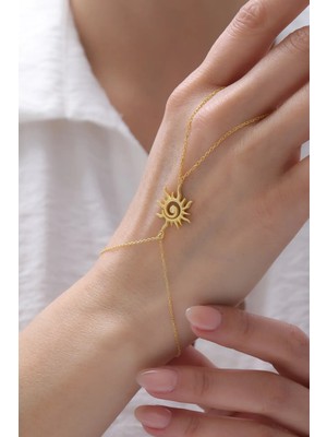 Ayno Gold Güneş Motifli Zincirli Gümüş Kadın Şahmeran