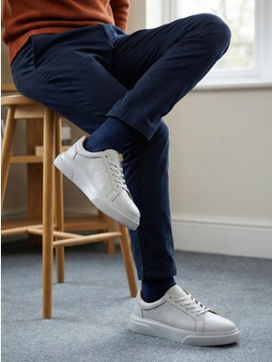 Erkek Hakiki Deri Bağcıklı Günlük Ayakkabı