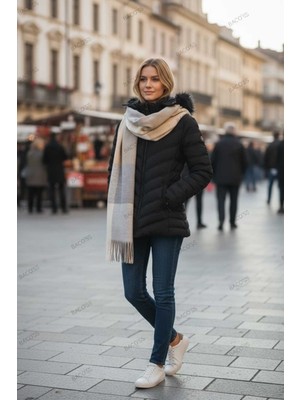 Bacoss Kareli Puffy Yumuşak Dokulu Atkı ( BC-1237 )