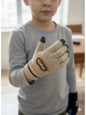 Miniko Kids Kitti 25240-08 Erkek Çocuk Örme Triko Eldiven 9-12 Yaş