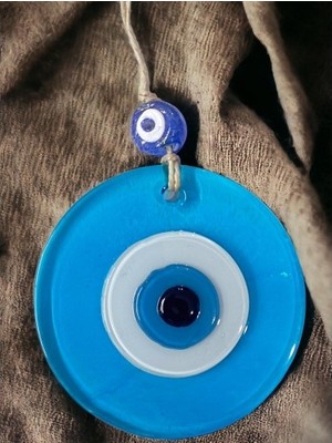 Şeffaf Mavi Nazar Boncuklu Duvar Süsü 10 cm Cam Duvar Dekoru