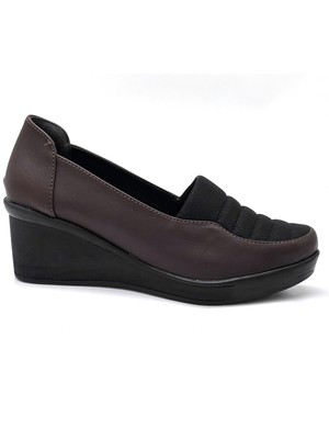 Kindep Dolgıu Topuklu Streç Kadın Ayakkabı Kahve