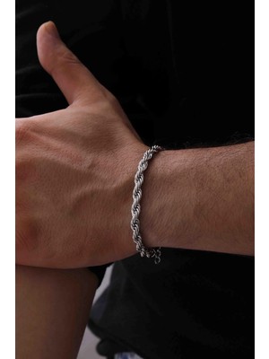 Ayno Çift Burgulu Çelik Erkek Bileklik