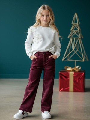 Zekids Kız Çocuk Pamuklu Boncuklu Sweatshirt
