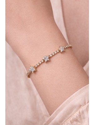 Yıldız Figürlü Zirkon Taşlı Çelik Bileklik