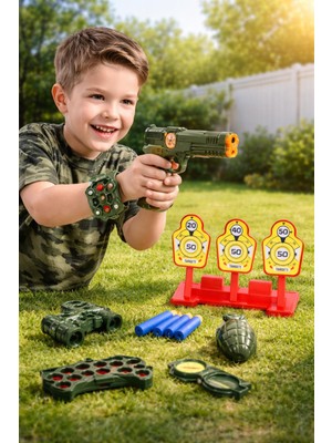 Akar Askeri Oyuncak Tabanca Seti Hedefli Eğlenceli ve güvenli