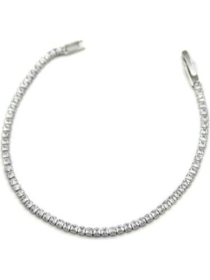 Royaleks Kare Taşlı Su Yolu Bileklik - Gümüş