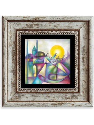 Mevlana Mevlevi Çerçeveli Taş Tablo 20 cm