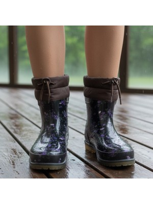 Çiğdem Kundura Aeonflux | Içi Sıcak Astarlı Su Geçirmez Konçlu Lastik Çizme - Mor - 40