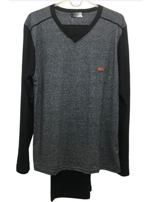 Pelin Erkek Uzun Kollu V Yaka Ince Pijama TAKIMI-6531