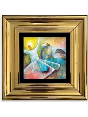 Semazen Mevlevi Çerçeveli Taş Tablo 20 cm