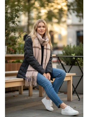 Bacoss Ekose Puffy Yumuşak Dokulu Atkı ( BC-1238 )