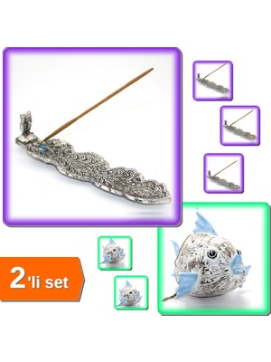 Hereveoyuncak Ahşap Balık Figürü + Metal Kayık Baykuş Tasarımı Tütsülük Model 2 - 2li Set M9D6B7