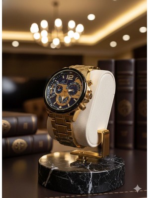 Feronnucci Erkek Çelik Kordon Gümüş Bezel Analog Quartz Kol Saati Bileklik Hediyeli+