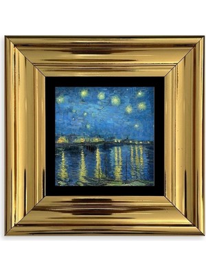 Yıldızlı Gece Çerçeveli Taş Tablo 20 cm