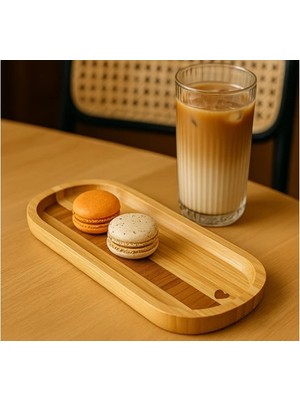 Dzc Kuzenler Avm Bambu Oval Sunum Tabağı, Kalp Detaylı, Çerezlik (25,5 x 9,5 Cm)
