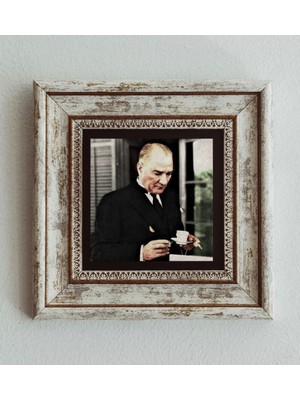 Atatürk Çerçeveli Taş Tablo , Çerçeveli Taş Duvar Dekoru 20 cm