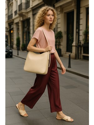 Atelier Terra Marea CALLION Krem Bej | Hakiki Deri Kadın Tote Omuz Çantası