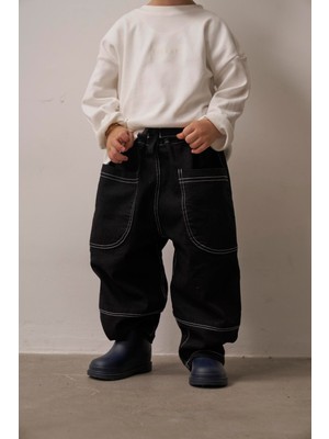 Oh la la Koala For Little Ones Siyah Cep Detaylı Unisex Kot Pantolon