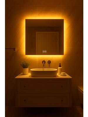 Digital Hayat Buğu Çözücü Dokunmatik Işıklı Kare Banyo Aynası (60-80CM)