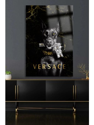 Marsilyan Karizma Marka Köpek Doberman Cam Tablosu Ev Hediyesi Kırılmaz Lüks Modern Cam Tablo