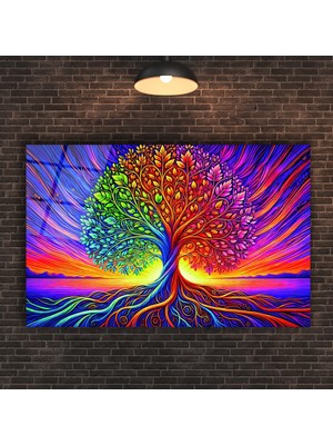 Marsilyan Rengarenk Hayat Ağacı Cam Tablo
