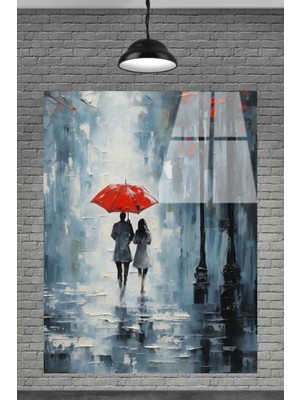 Marsilyan  Yağmuraltında Yürüyen Çift Yağlı Boya Cam Tablo