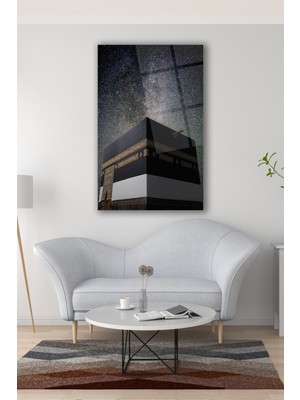 Marsilyan Kabe Kutsal Topraklar Islami Dikey Cam Tablo Dini Modern Ev Ofis Salon Hediyelik Büyük Tablo