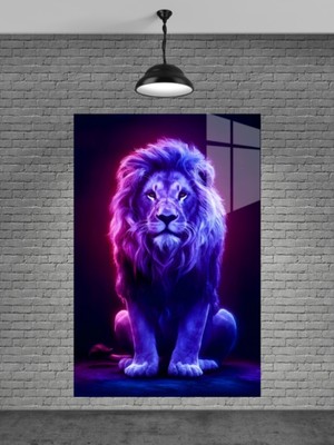 Marsilyan Neon Aslan Cam Tablo Ev Dekorasyon,balkon Dekorasyonu,dekoratif,duvar Tablo,mutfak Tablo
