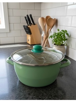 Alev Emaye Renkli 22 cm Kızartma Tenceresi Yoğurt Tenceresi Bakraç Tencere