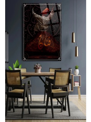 Marsilyan Mevlevi Sema Allahı Anma Görseli Dini Islami Kırılmaz Lüks Cam Tablo Ev Iş Yeri Hediyesi Cam Tablo