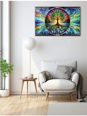 Marsilyan Renkli Hayat Ağacı Cam Tablo