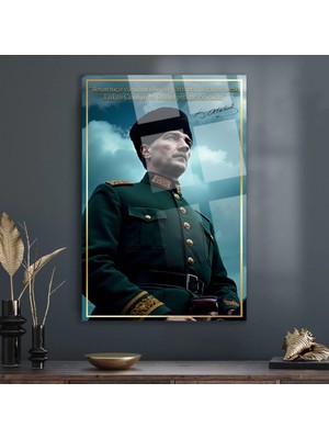Marsilyan Atatürk Kırılmaz Lüks Cam Tablo Ev Ofis Iş Yeri Hediryesi Temperli Cam Tablo