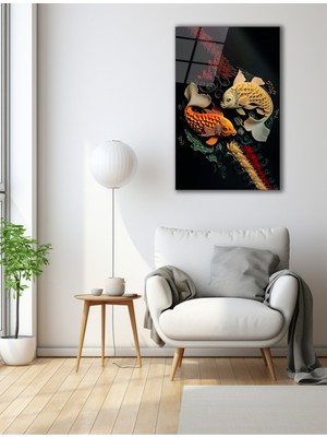 Marsilyan Koi Balıkları Cam Tablo