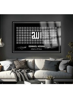Marsilyan Esmaül Hüsna Allahın 99 Ismi Kırılmaz Cam Tablo Dini Islami Tablo Ev, Iş Yeri Ofis Hediyesi Kırılmaz