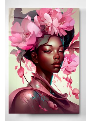 Marsilyan Afrikalı Kadın Cam Tablo, Dekoratif Cam Tablo