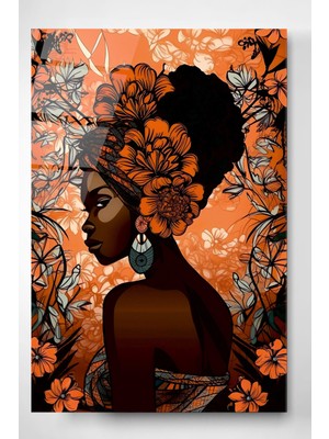 Marsilyan Afrikalı Kadın Cam Tablo, Dekoratif Cam Tablo