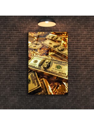 Marsilyan Altın Dolar Cam Tablo