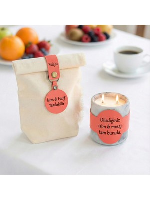 Başarıyı Kutlayan Özel Tasarım, Isim ve Not Yazılabilen Çift Alevli Dekoratif Hediyelik Mum, Gri