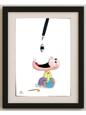 Karikatural Masoud Ziaei Zardkhashosei 29X21CM Orijinal Karikatür Tablo