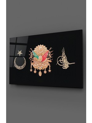 Marsilyan Osmanlı Devlet Arması ve Tuğrası Cam Tablo