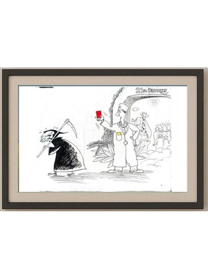 Karikatural Chen Gang 29X21CM Orijinal Karikatür Tablo