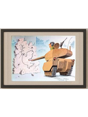 Karikatural Yoshiaki Yokota 43X30CM Orijinal Karikatür Tablo