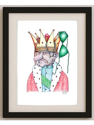 Karikatural Makhmudjon Eshonkulov 29X21CM Orijinal Karikatür Tablo