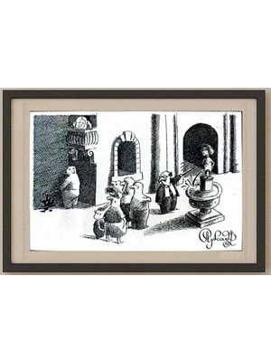 Karikatural Arkadi Saltykov 15X10CM Orijinal Karikatür Tablo
