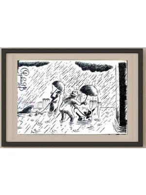 Karikatural Arkadi Saltykov 15X10CM Orijinal Karikatür Tablo