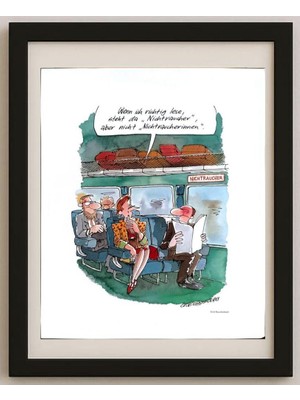 Karikatural Erich Rauschenbach 33X30CM Orijinal Karikatür Tablo