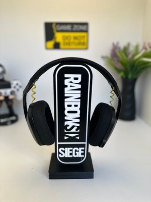 3dpazarıcom 3D Baskı Rainbow Six Tasarımlı Ledli Kulaklık Tutucu